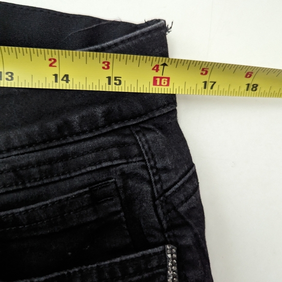 Democracy Ab Technology Black Ankle Jeans Silver Side Sequence Raw Hem size 12 - Picture 5 of 13